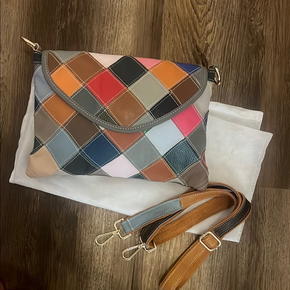 Multicolor Patchwork Women's Bag, Genuine Leather… - image 1